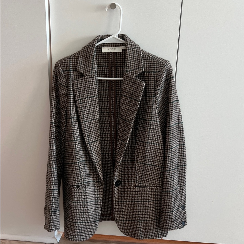 Astr Brown Checkered Blazer